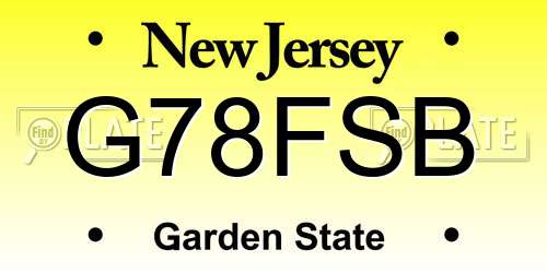 G78FSB New Jersey License Plate