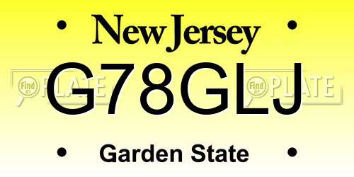 G78GLJ New Jersey License Plate