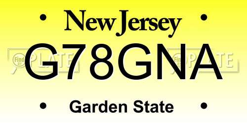 G78GNA New Jersey License Plate