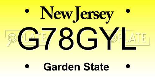 G78GYL New Jersey License Plate