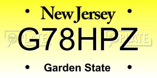 G78HPZ New Jersey License Plate