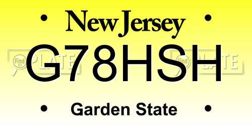 G78HSH New Jersey License Plate