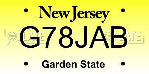 G78JAB New Jersey License Plate