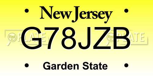 G78JZB New Jersey License Plate