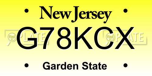 G78KCX New Jersey License Plate