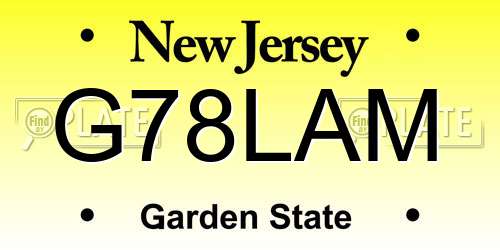G78LAM New Jersey License Plate