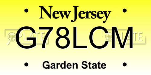 G78LCM New Jersey License Plate