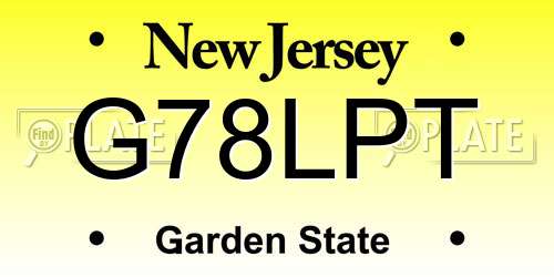 G78LPT New Jersey License Plate