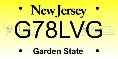 G78LVG New Jersey License Plate