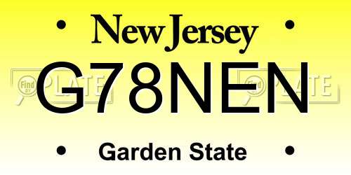 G78NEN New Jersey License Plate