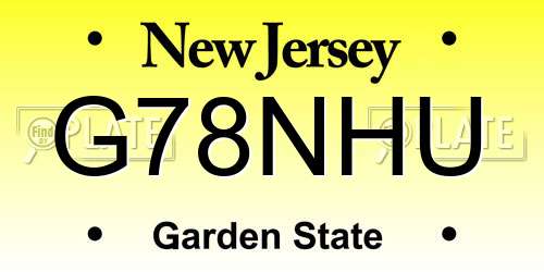 G78NHU New Jersey License Plate