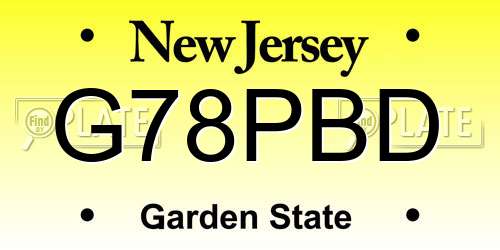 G78PBD New Jersey License Plate