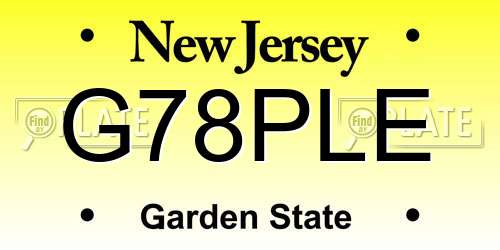 G78PLE New Jersey License Plate