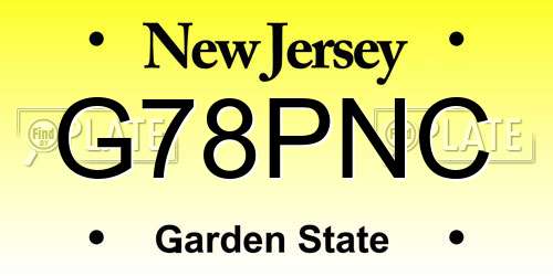 G78PNC New Jersey License Plate