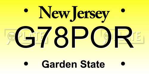 G78POR New Jersey License Plate