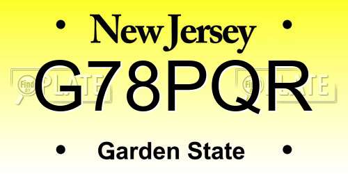G78PQR New Jersey License Plate