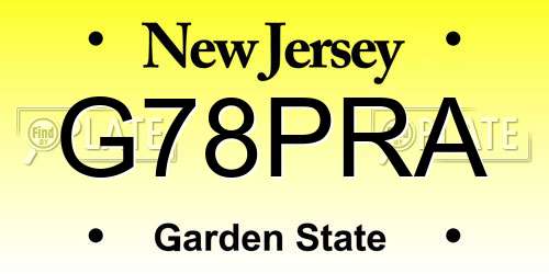 G78PRA New Jersey License Plate