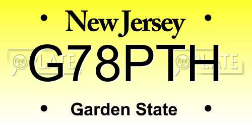 G78PTH New Jersey License Plate