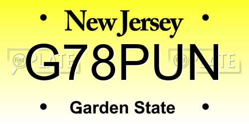 G78PUN New Jersey License Plate
