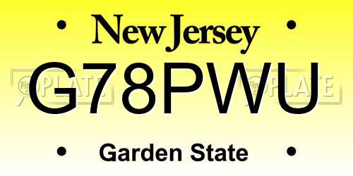 G78PWU New Jersey License Plate