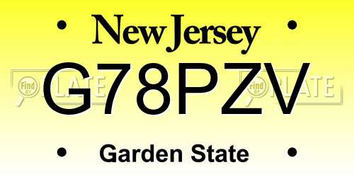 G78PZV New Jersey License Plate