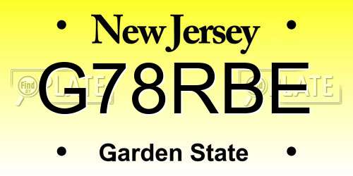 G78RBE New Jersey License Plate