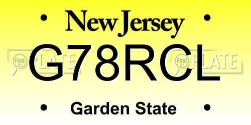 G78RCL New Jersey License Plate