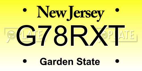 G78RXT New Jersey License Plate