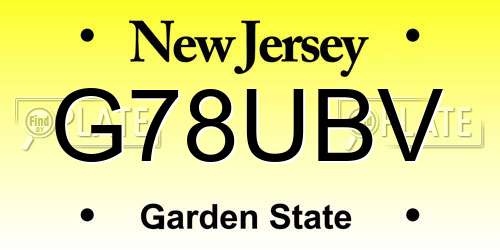 G78UBV New Jersey License Plate
