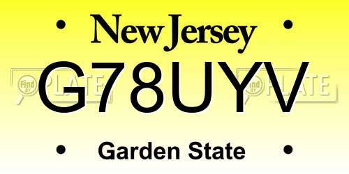 G78UYV New Jersey License Plate