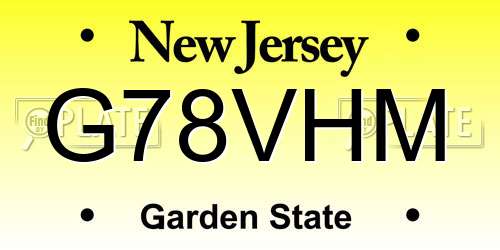 G78VHM New Jersey License Plate
