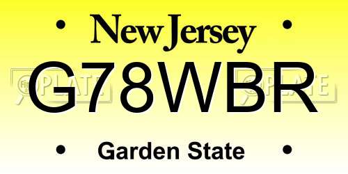 G78WBR New Jersey License Plate