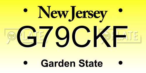 G79CKF New Jersey License Plate