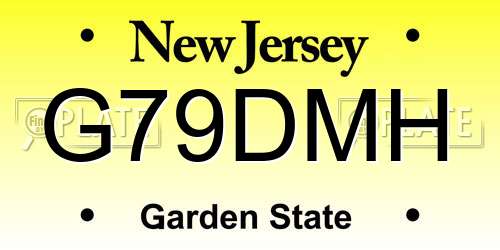 G79DMH New Jersey License Plate