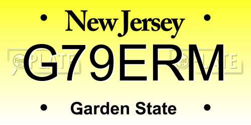 G79ERM New Jersey License Plate