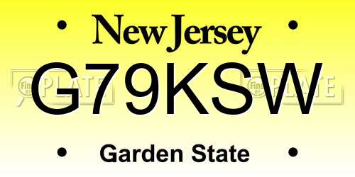 G79KSW New Jersey License Plate