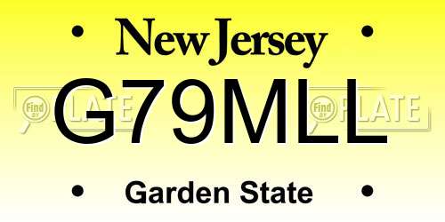 G79MLL New Jersey License Plate