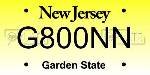 G800NN New Jersey License Plate