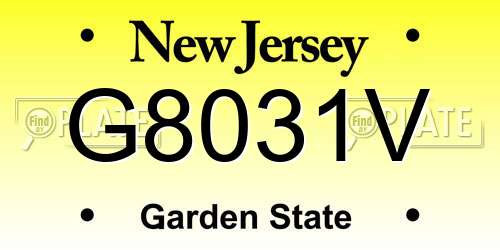 G8031V New Jersey License Plate