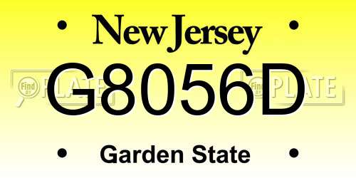 G8056D New Jersey License Plate