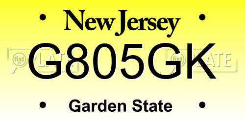 G805GK New Jersey License Plate