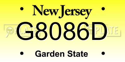 G8086D New Jersey License Plate