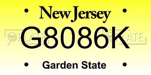 G8086K New Jersey License Plate