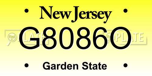 G8086O New Jersey License Plate