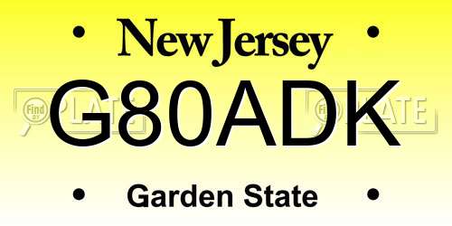 G80ADK New Jersey License Plate