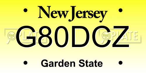 G80DCZ New Jersey License Plate