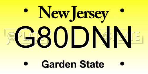 G80DNN New Jersey License Plate