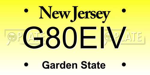 G80EIV New Jersey License Plate