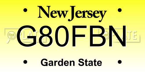 G80FBN New Jersey License Plate