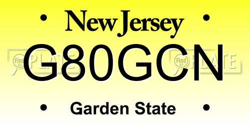 G80GCN New Jersey License Plate